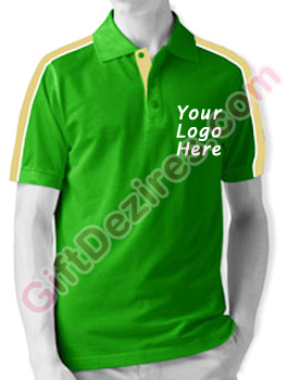 Designer Emerald Green and Yellow-White Color Company Logo T Shirts